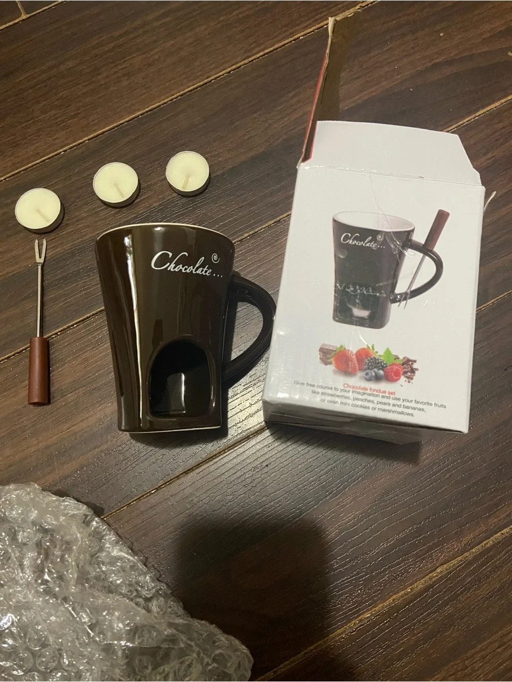 Chocolate Fondue Mug with Fork Chocolate Fondue Mug with Fork Brown